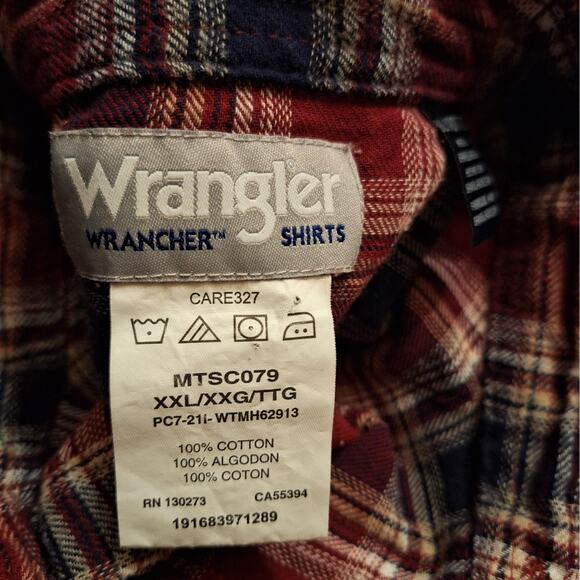 Wrangler Wrancher Men's XXL Plaid Western Cowboy Pearl Snap Cotton Shirt - Picture 4 of 5